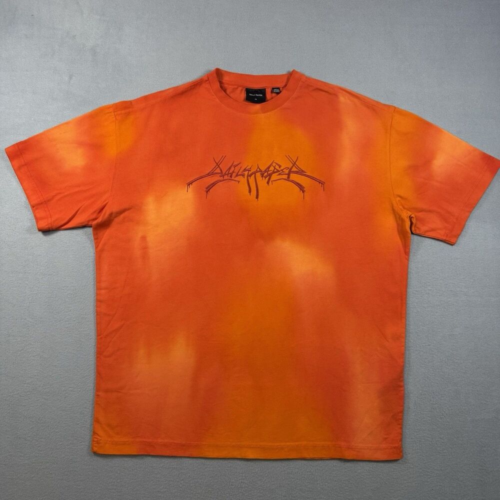 Daily Paper Lexter SS T-Shirt XS Washed Orange Tie-Dye  Fits Like Medium